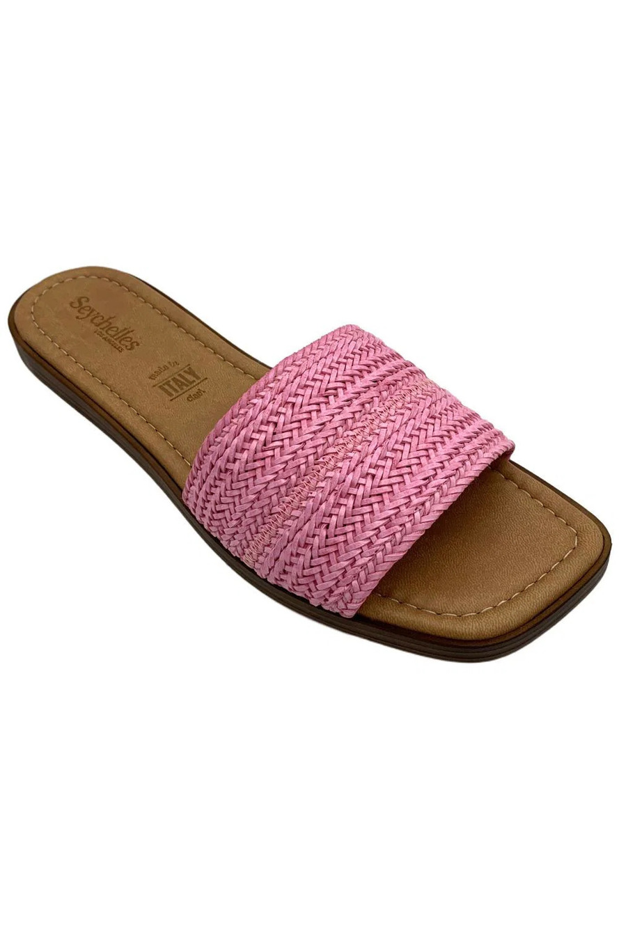 Seychelles Women's Woven Raffia Slide Sandals Palm Perfection Pink - Medium